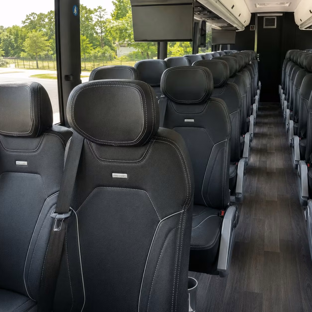 56 passenger charter bus inside